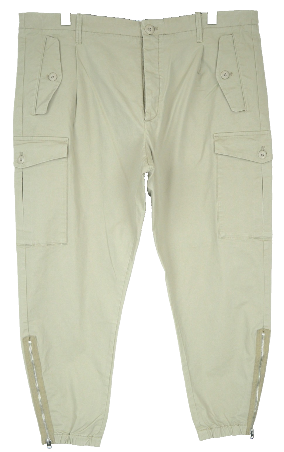 REPLAY Men Trousers 38 Sand Brown Khaki Cotton Stretch Multi Pocket Cargo RRP139