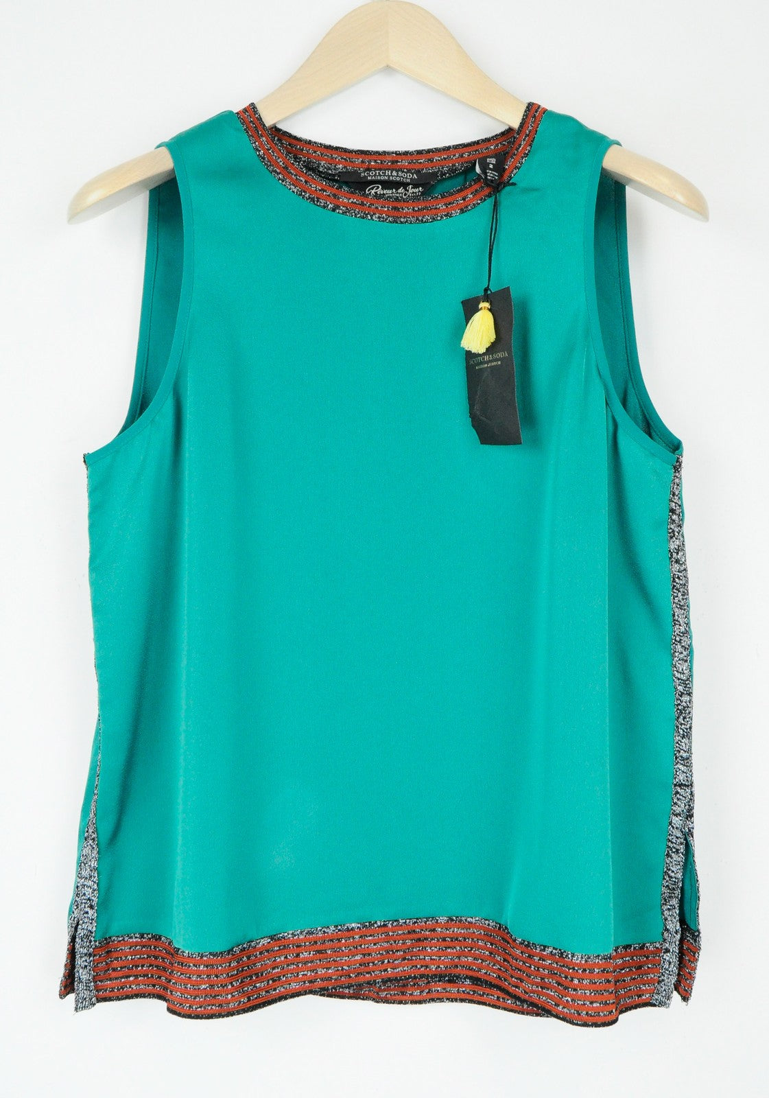 MAISON SCOTCH Women Blouse M Green Sleeveless Round Neck Lightweight Pull On*