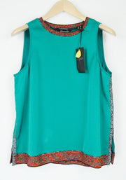 MAISON SCOTCH Women Blouse M Green Sleeveless Round Neck Lightweight Pull On*
