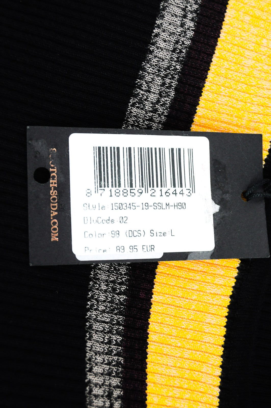 MAISON SCOTCH Women Top L Black Grey Orange Striped Cotton Blend One Piece Body*