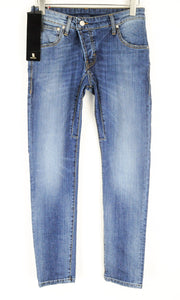 TAKESHY KUROSAWA Men Jeans W32 Blue Washed Cotton Stretch 5-Pocket Regular Fit