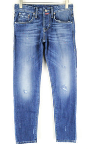 TAKESHY KUROSAWA Men Jeans W30 Blue Pure Cotton Wash Distressed Regular Fit_