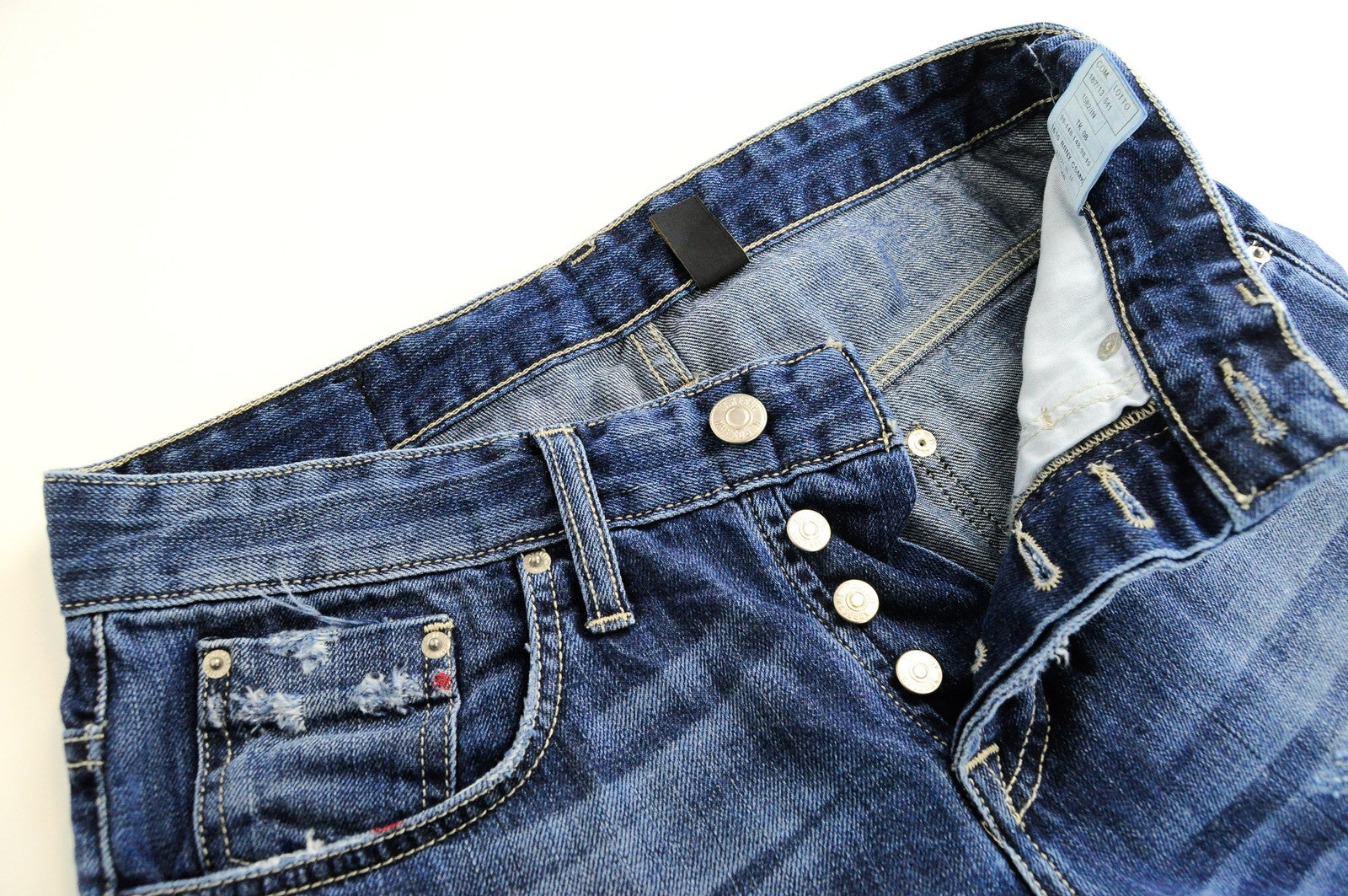 TAKESHY KUROSAWA Men Jeans W30 Blue Pure Cotton Wash Distressed Regular Fit_