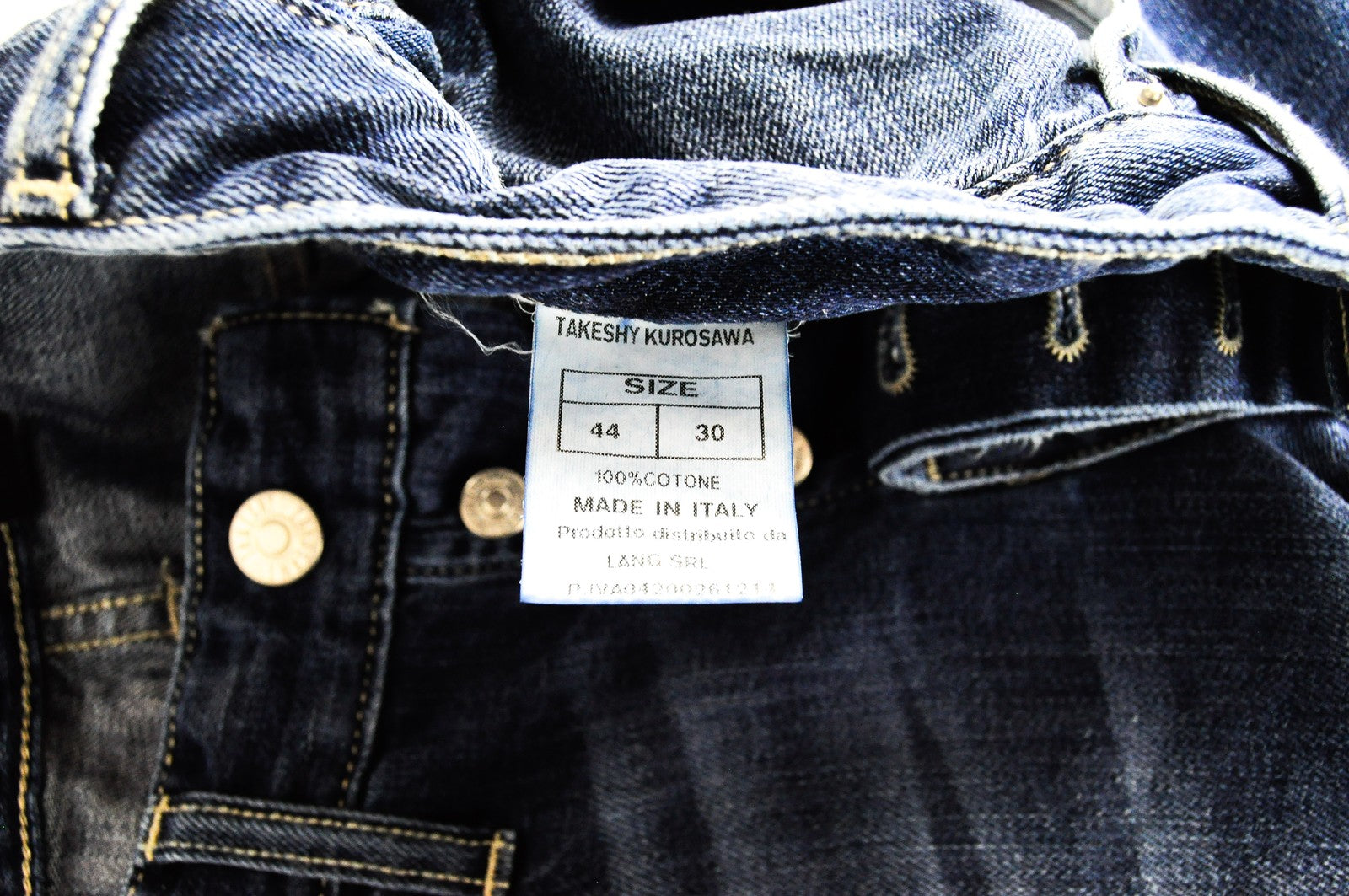 TAKESHY KUROSAWA Men Jeans W30 Blue Pure Cotton Wash Distressed Regular Fit_
