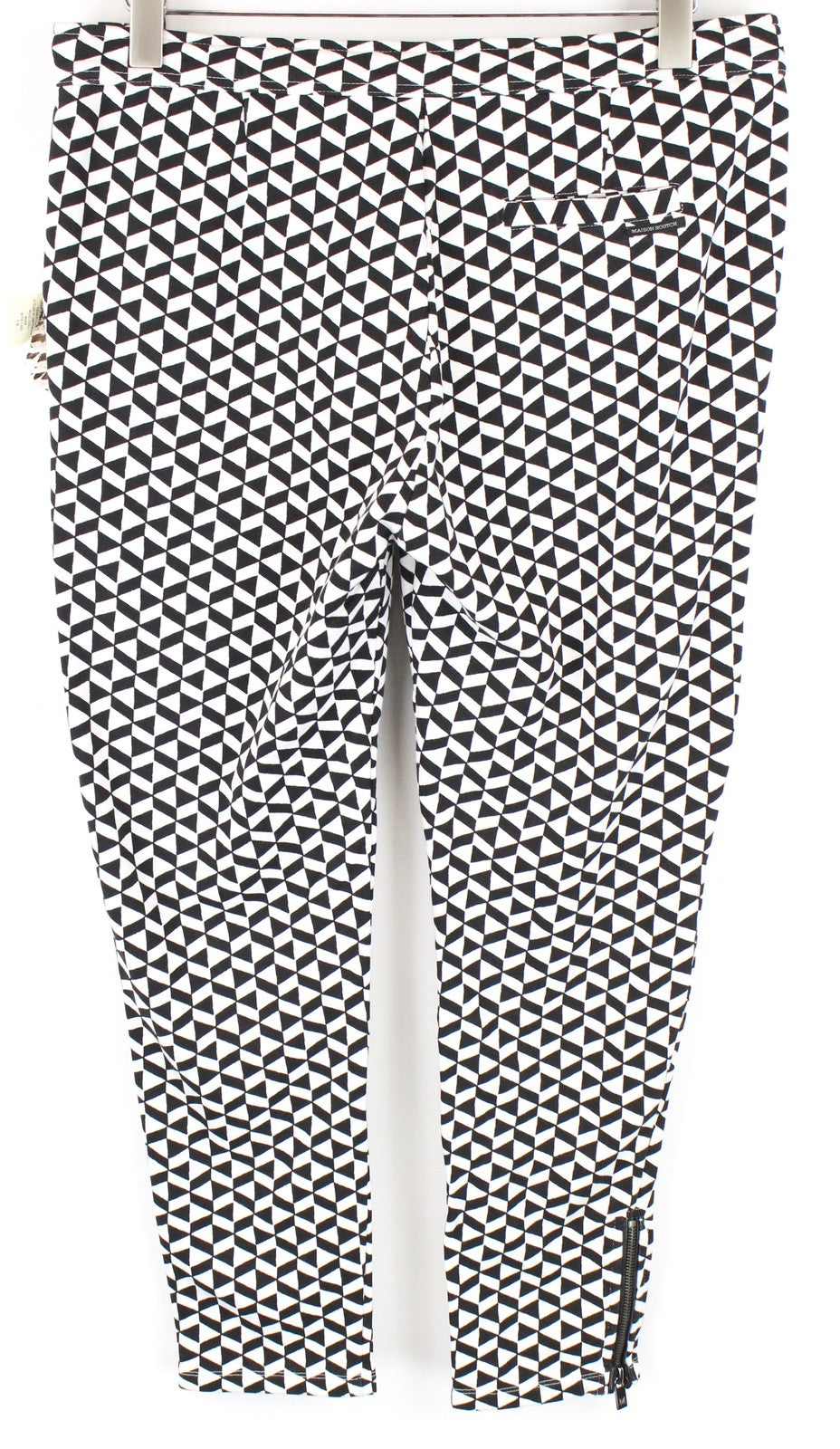 MAISON SCOTCH Women Trousers W33/L25 White Black Patterned Slim Fit Casual