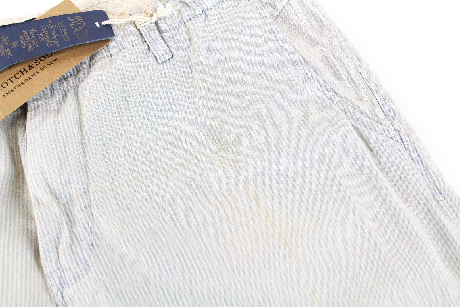 SCOTCH & SODA Freeman Men Trousers W36/L34 Blue Slim Tapered Cotton Striped