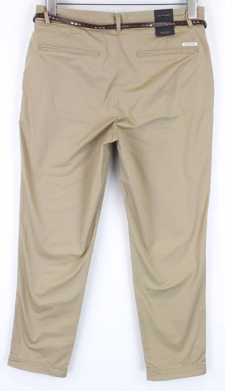 MAISON SCOTCH Women Trousers W27/L32 Belted Formal Brown Regular Chino