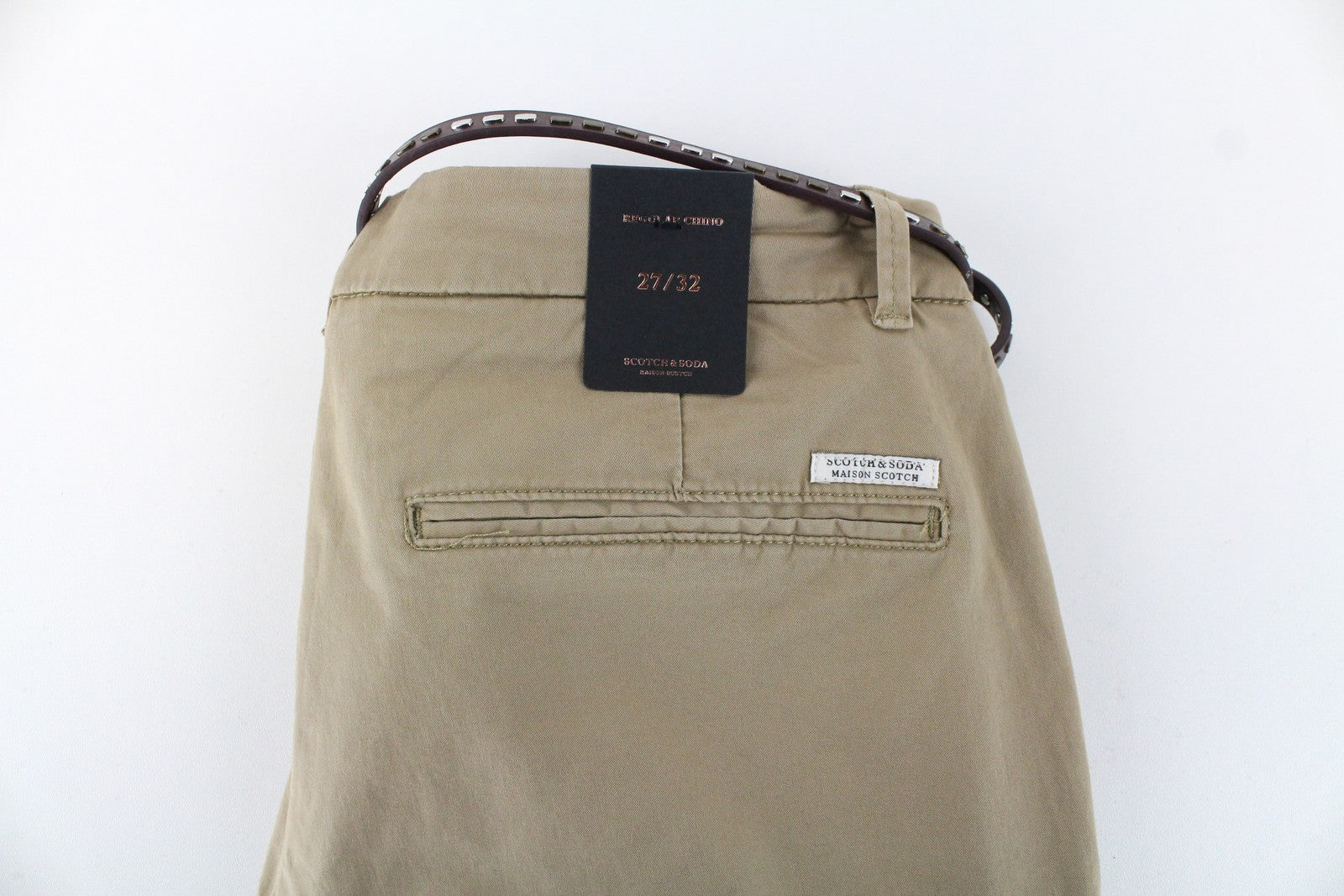 MAISON SCOTCH Women Trousers W27/L32 Belted Formal Brown Regular Chino
