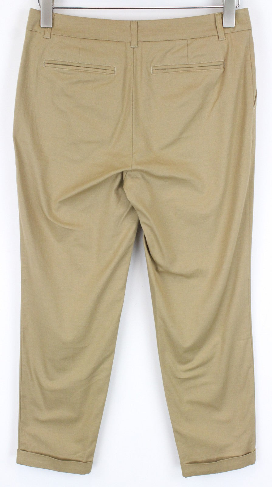 MAISON SCOTCH Women Trousers W30/L25 Slit Pocket Flat Front Brown Cropped