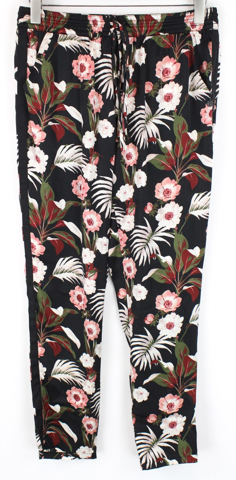 MAISON SCOTCH Women Trousers M Black Lightweight Flower Patterned Pull On