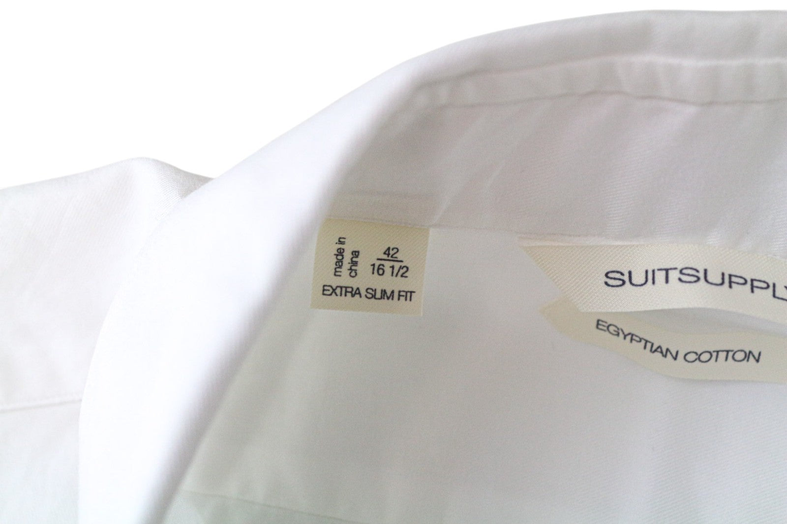 SUITSUPPLY Men's Formal Shirt 42/16 1/2 Extra Slim White Cotton Long Sleeve