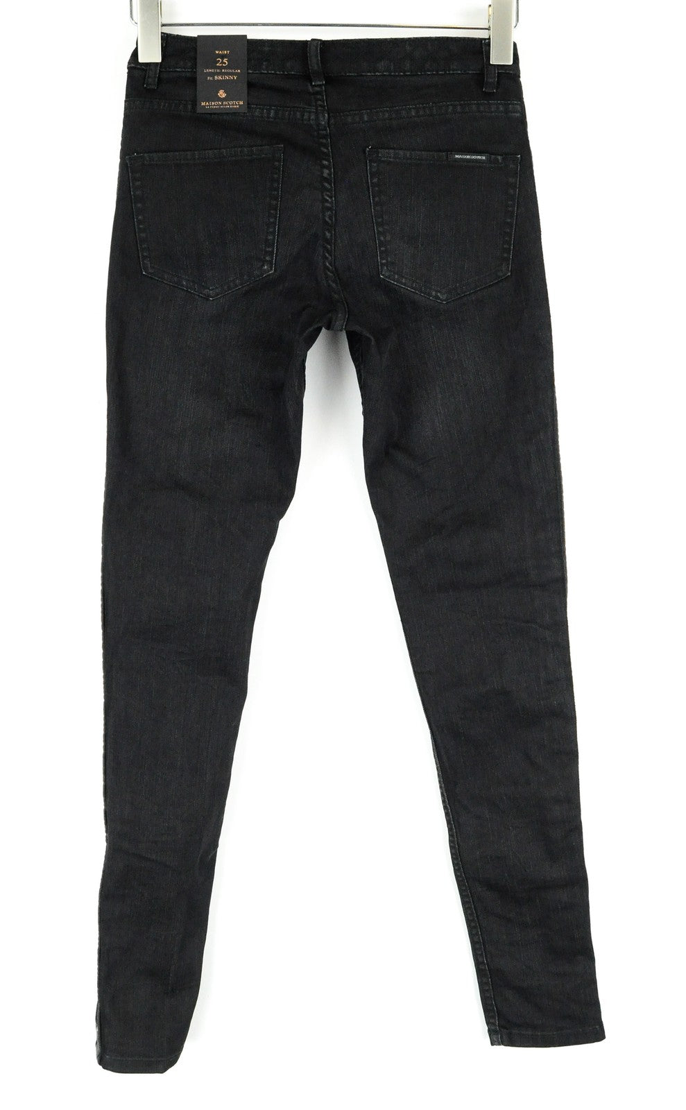 MAISON SCOTCH Women Jeans W25 Black Skinny Fit Cotton Stretch Laced Sides