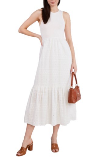 DESIGUAL Vest Lourdes Women Dress XL Off White Textured Sleeveless Midi