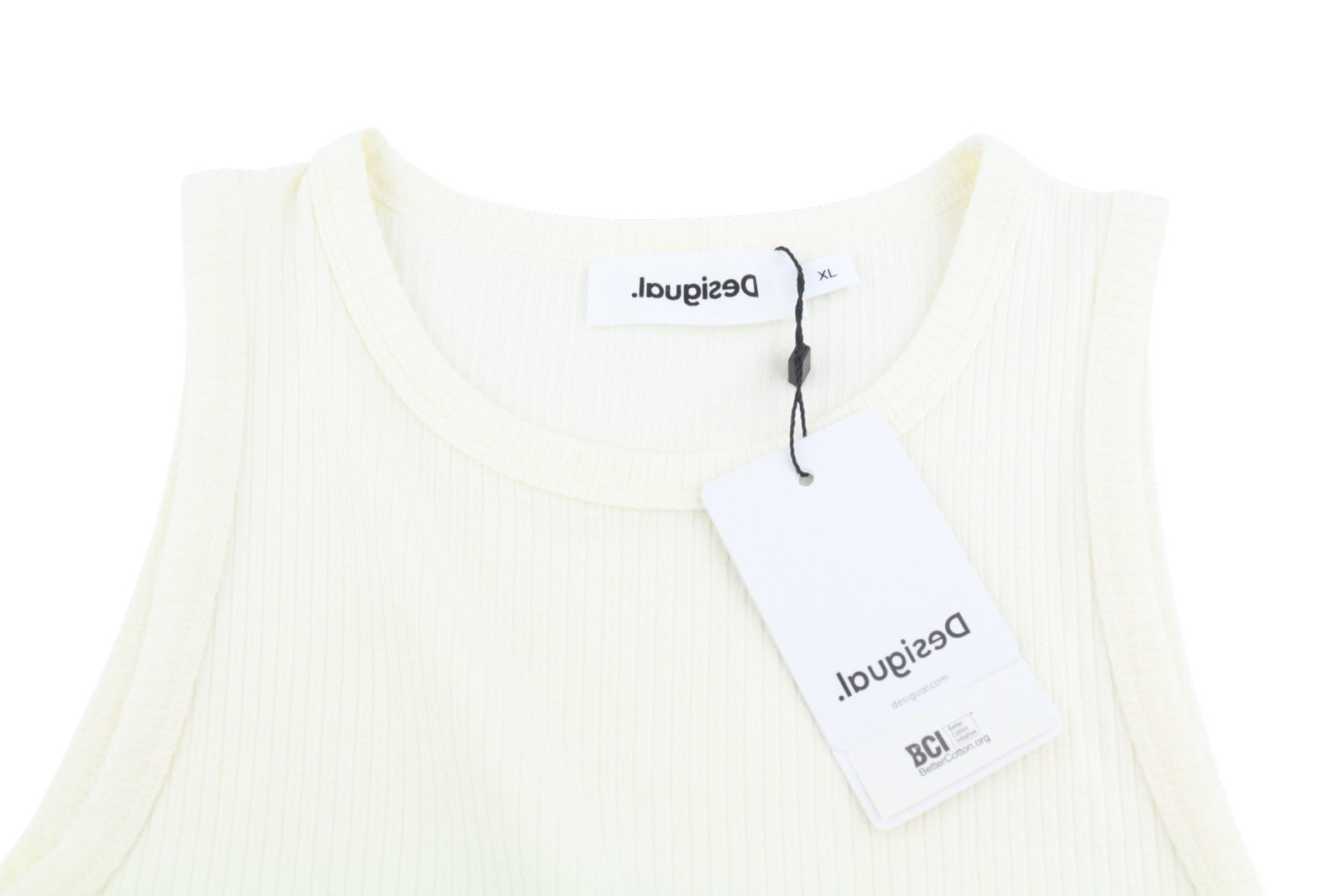 DESIGUAL Vest Lourdes Women Dress XL Off White Textured Sleeveless Midi