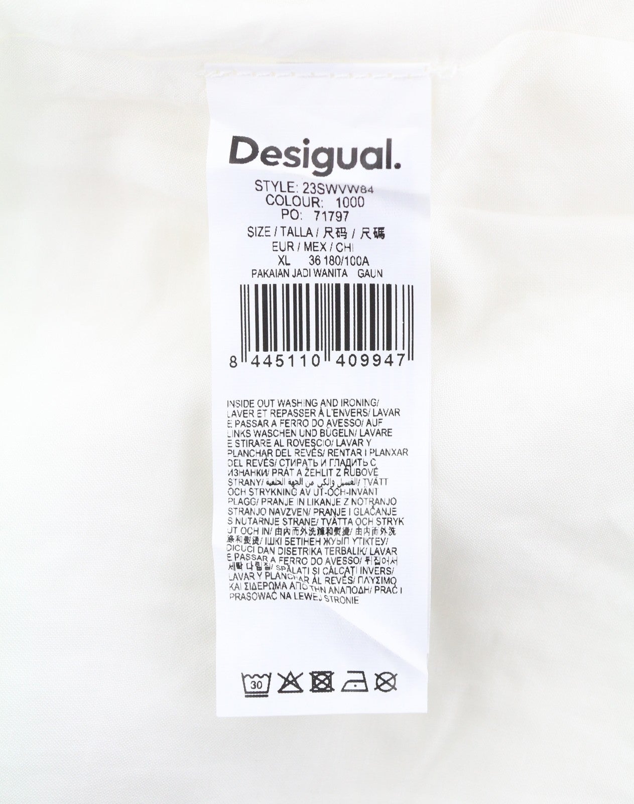 DESIGUAL Vest Lourdes Women Dress XL Off White Textured Sleeveless Midi