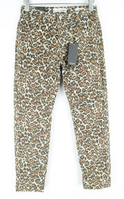 MAISON SCOTCH Bandit Women Jeans W25/L32 Brown Animal Pattern Cotton Slim Taper
