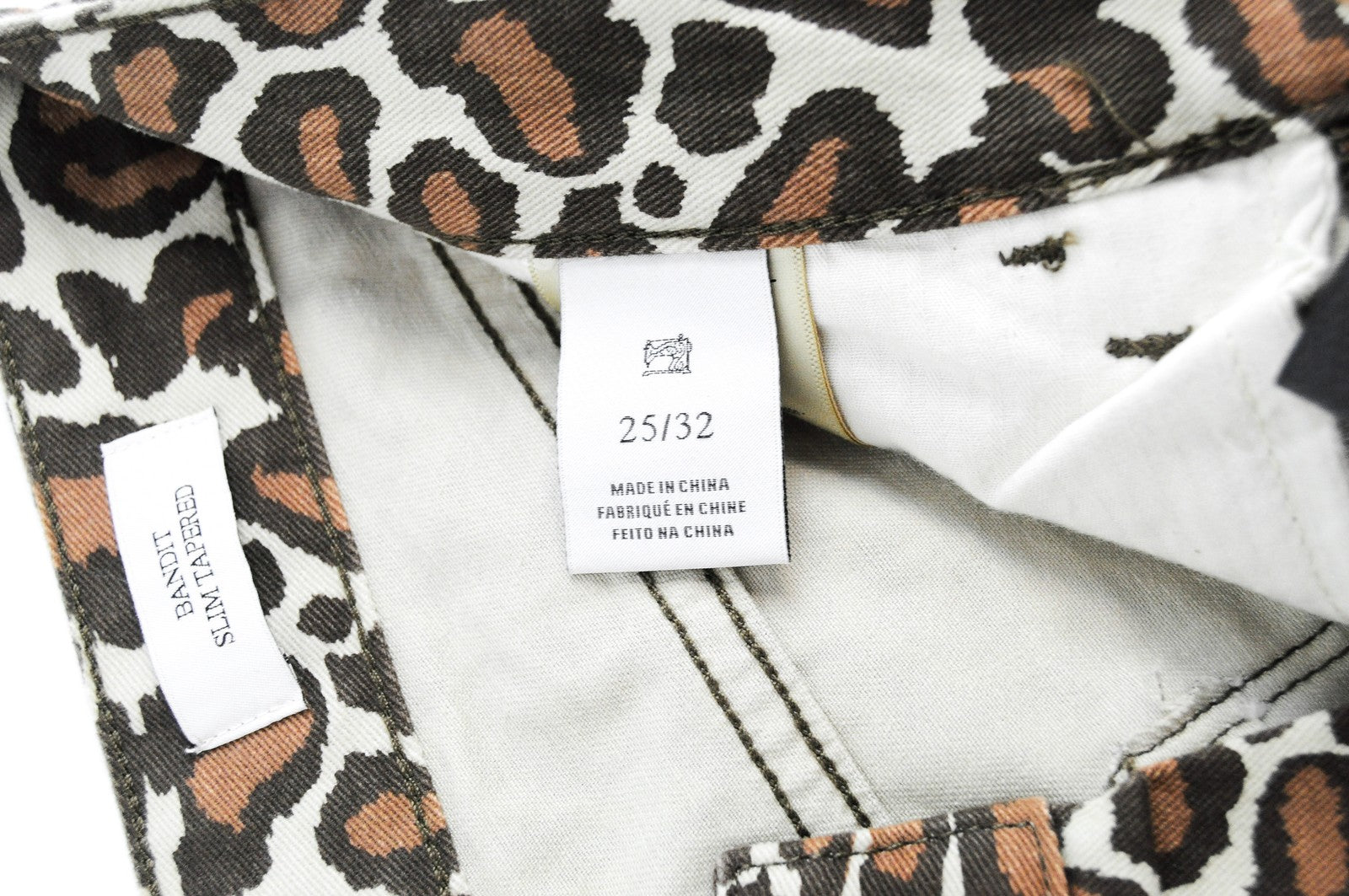 MAISON SCOTCH Bandit Women Jeans W25/L32 Brown Animal Pattern Cotton Slim Taper