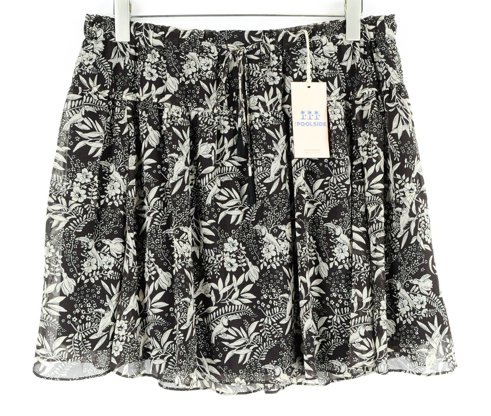 MAISON SCOTCH The Poolside Women Skirt XL Brown Floral Pattern Pleated Lined