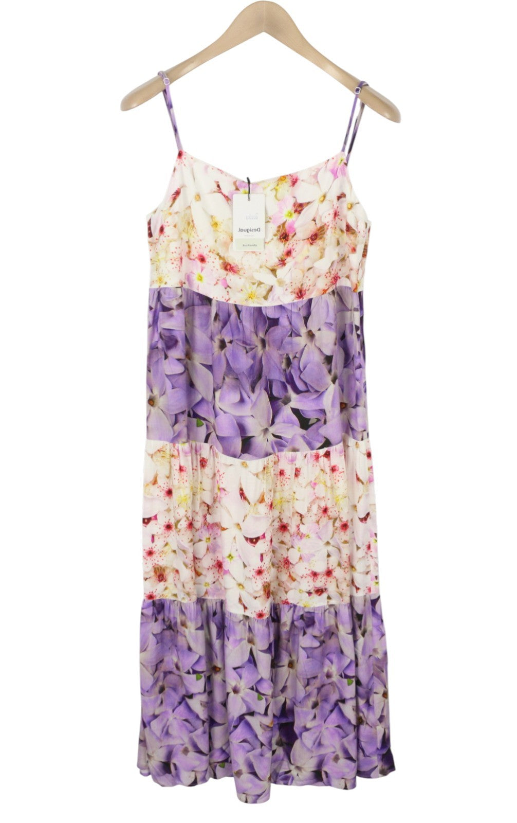 DESIGUAL Vest Estrella Women Dress M Floral Print Sleeveless Midi