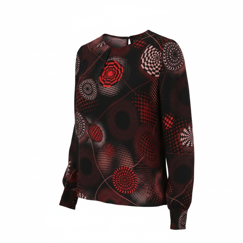 DESIGUAL Blus Luna Rep Women Blouse XL Dark Patterned Long Sleeve