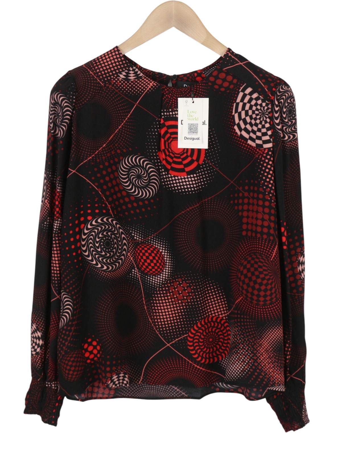 DESIGUAL Blus Luna Rep Women Blouse XL Dark Patterned Long Sleeve