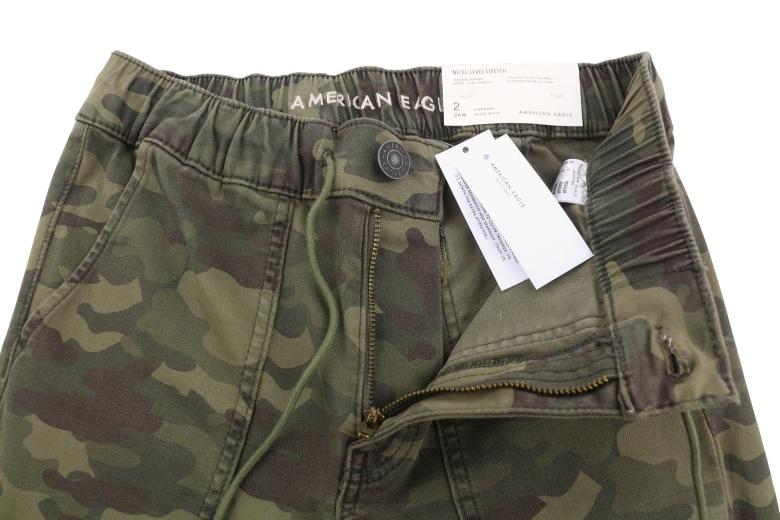 AMERICAN EAGLE OUTFITTERS Jegging Jogger Women Trousers W26 Green Camouflage