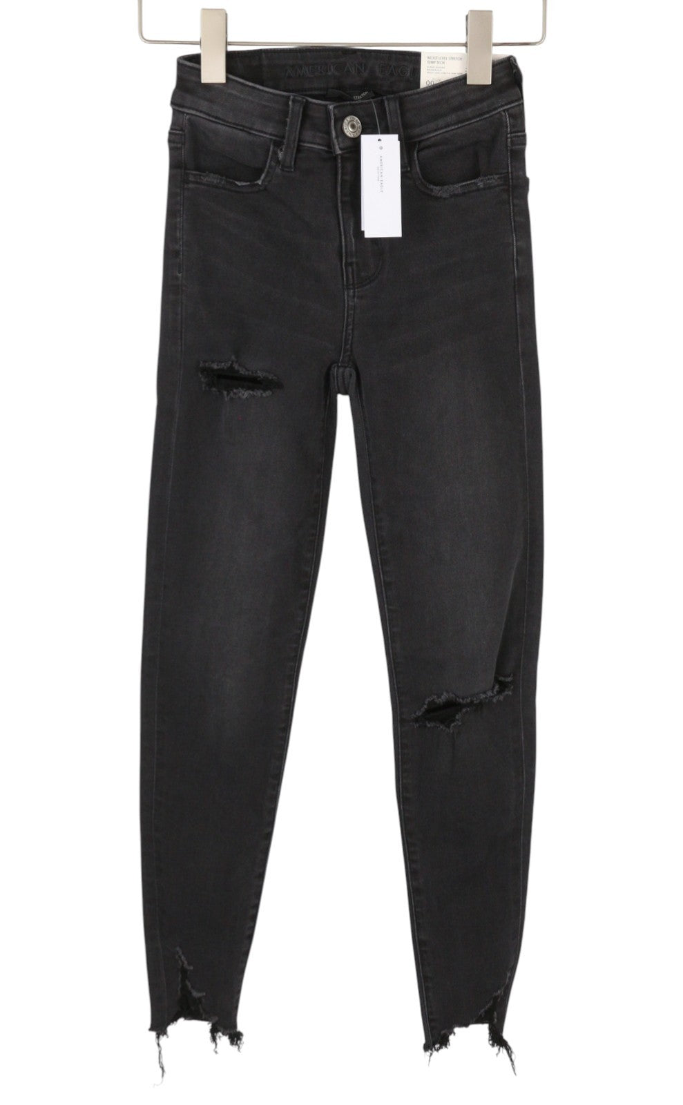 AMERICAN EAGLE OUTFITTERS Hi-Rise Jegging Women Jeans W25 Raven Black Distress