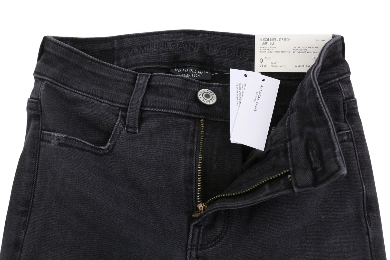 AMERICAN EAGLE OUTFITTERS Hi-Rise Jegging Women Jeans W25 Raven Black Distress