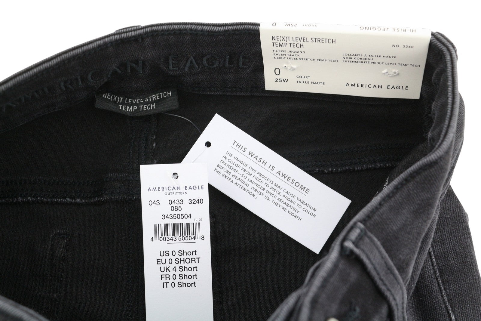AMERICAN EAGLE OUTFITTERS Hi-Rise Jegging Women Jeans W25 Raven Black Distress