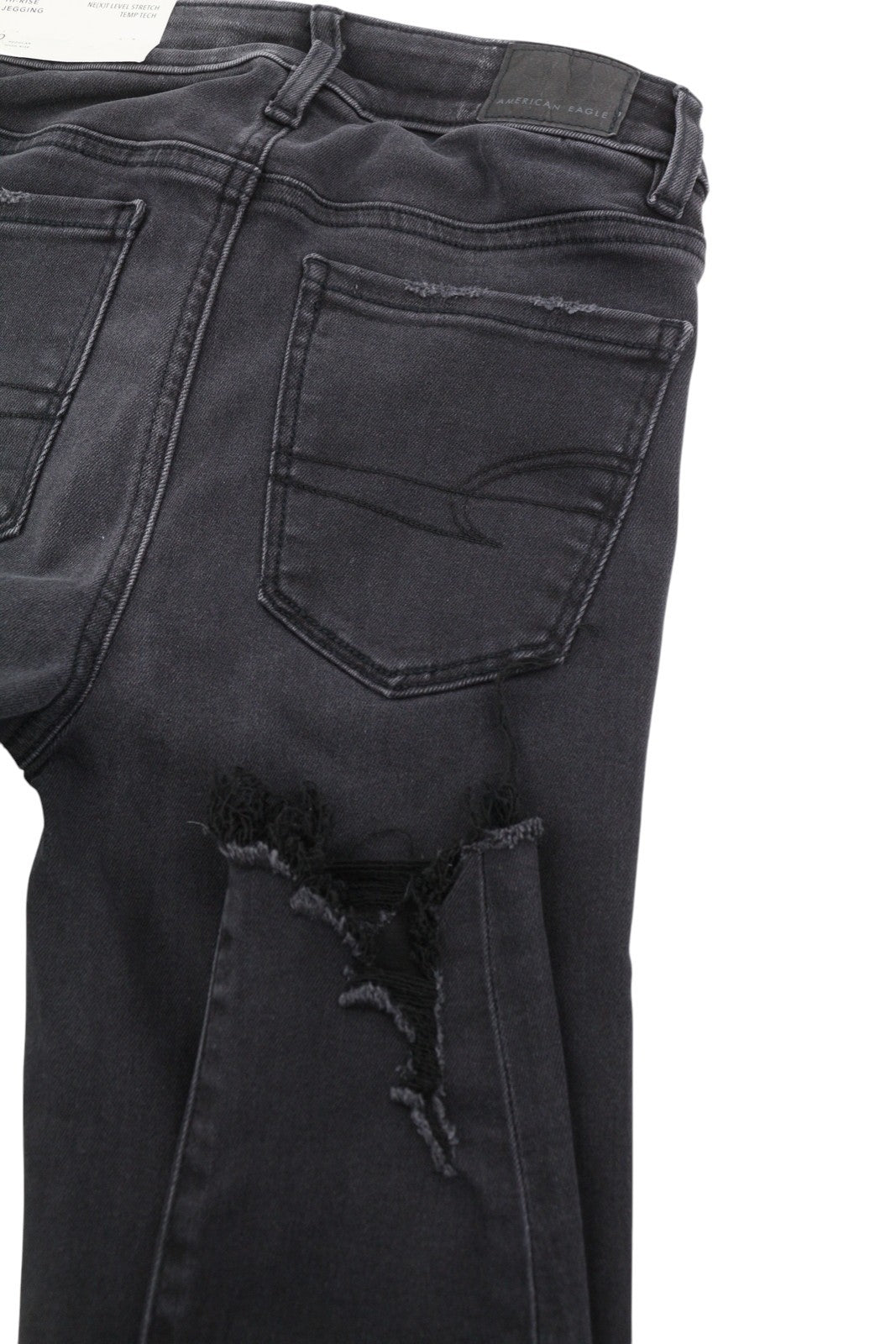 AMERICAN EAGLE OUTFITTERS Hi-Rise Jegging Women Jeans W24 Raven Black Distress