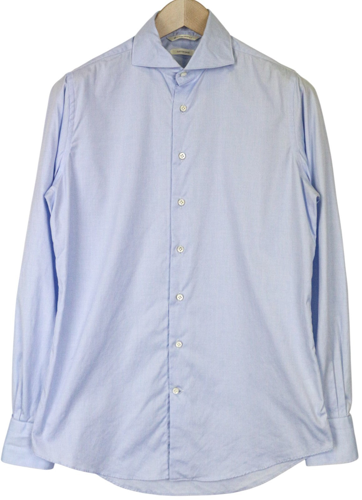 SUITSUPPLY Men's Formal Shirt 39/15 1/2 Extra Slim Blue Cotton Cutaway Sleeve