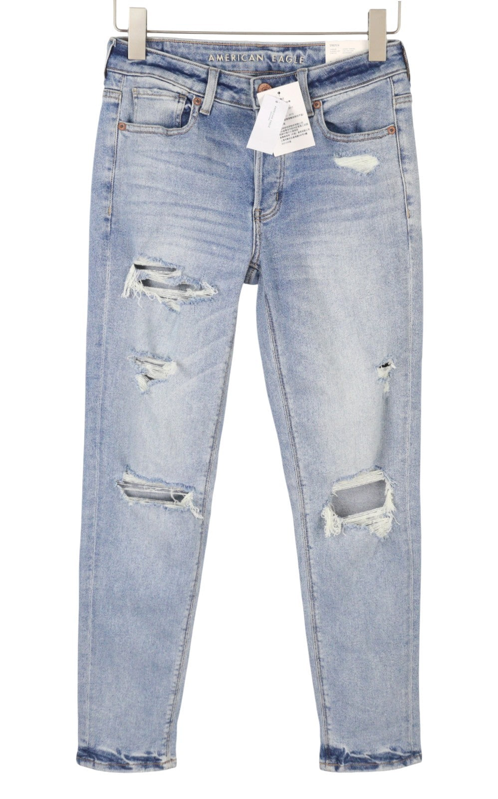 AMERICAN EAGLE OUTFITTERS Tomgirl Women Jeans W25 Slashed Sky Stretch Distress