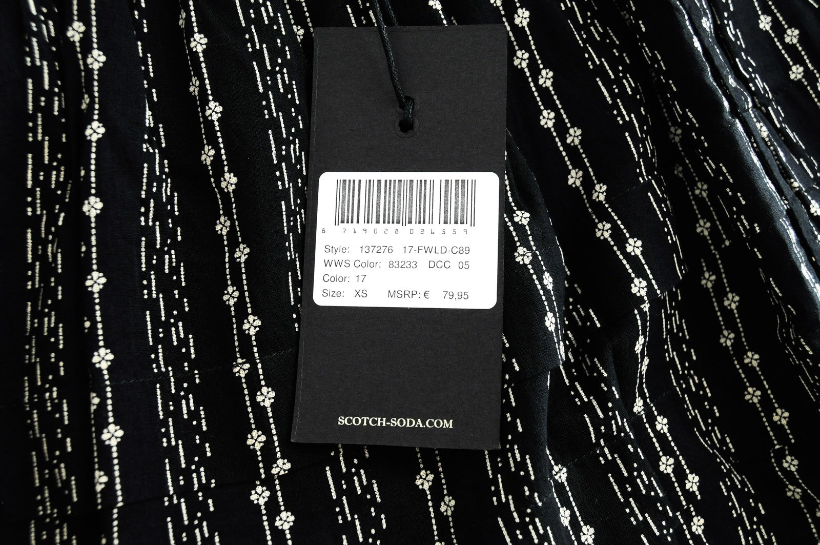 SCOTCH & SODA Ams Blauw Women Skirt XS Black Cotton Patterned Pleated Pull On