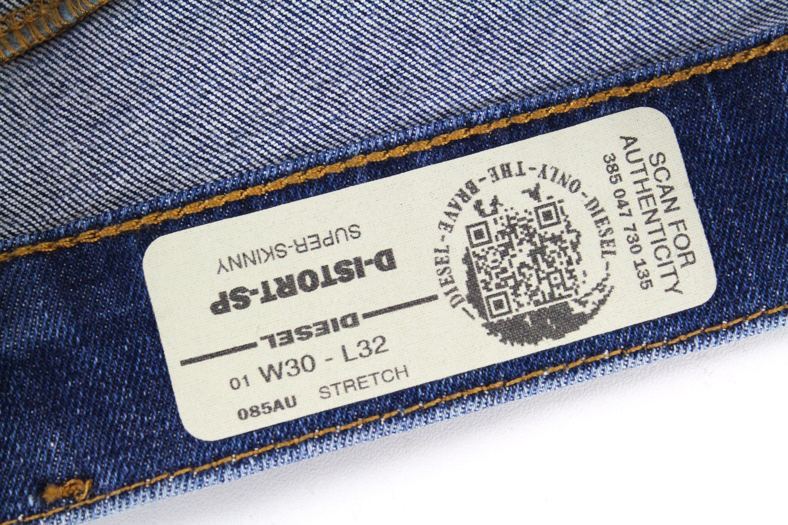 DIESEL D-Istort-SP 085AU Men Jeans W30/L32 Super Skinny Wash Blue Cotton Stretch