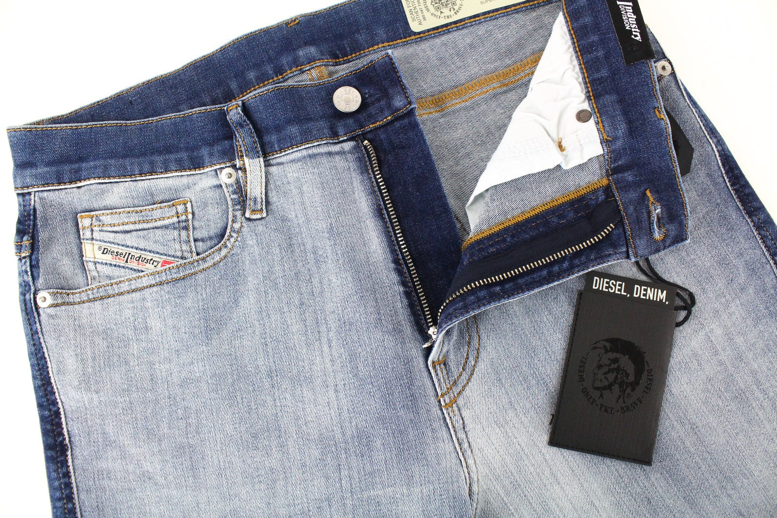 DIESEL D-Istort-SP 085AU Men Jeans W30/L32 Super Skinny Wash Blue Cotton Stretch