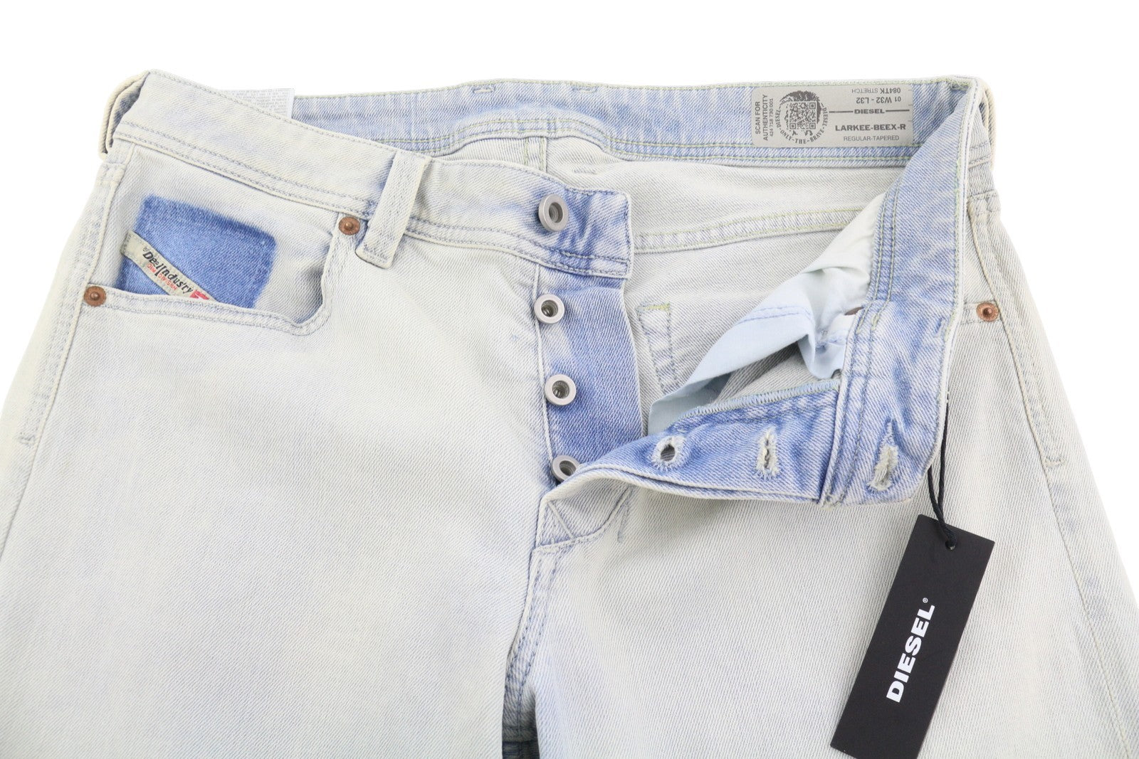 DIESEL Larkee-Beex-R 084TK Men Jeans W32/L32 Blue Faded Regular Tapered Stretch