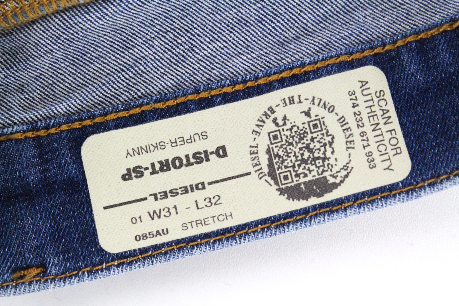 DIESEL D-Istort-SP 085AU Men Jeans W31/L32 Super Skinny Blue 5-Pocket Stretch
