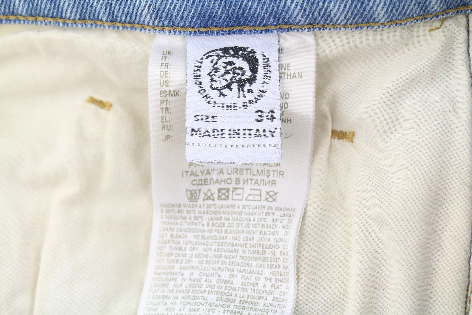 DIESEL D-Eetar 081AK Men Jeans W34/L32 Blue Whiskers Faded Distress Dirty Look