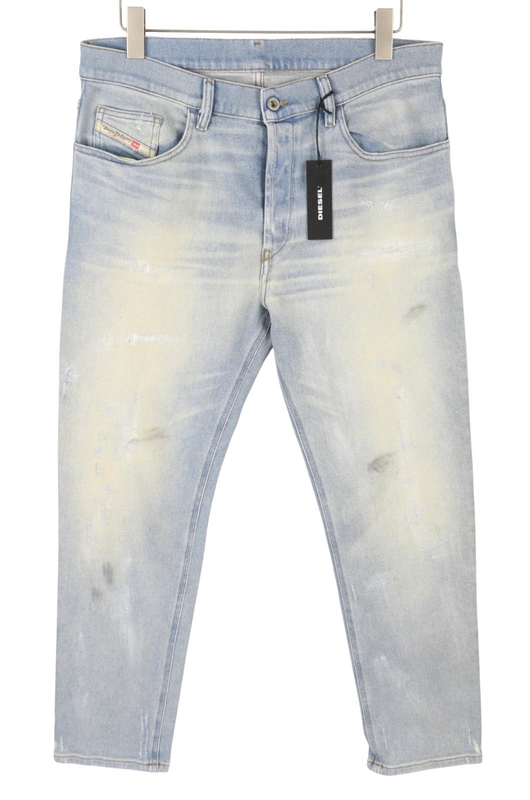DIESEL D-Eetar 081AK Men Jeans W34/L32 Blue Whiskers Faded Painted Dirty Look