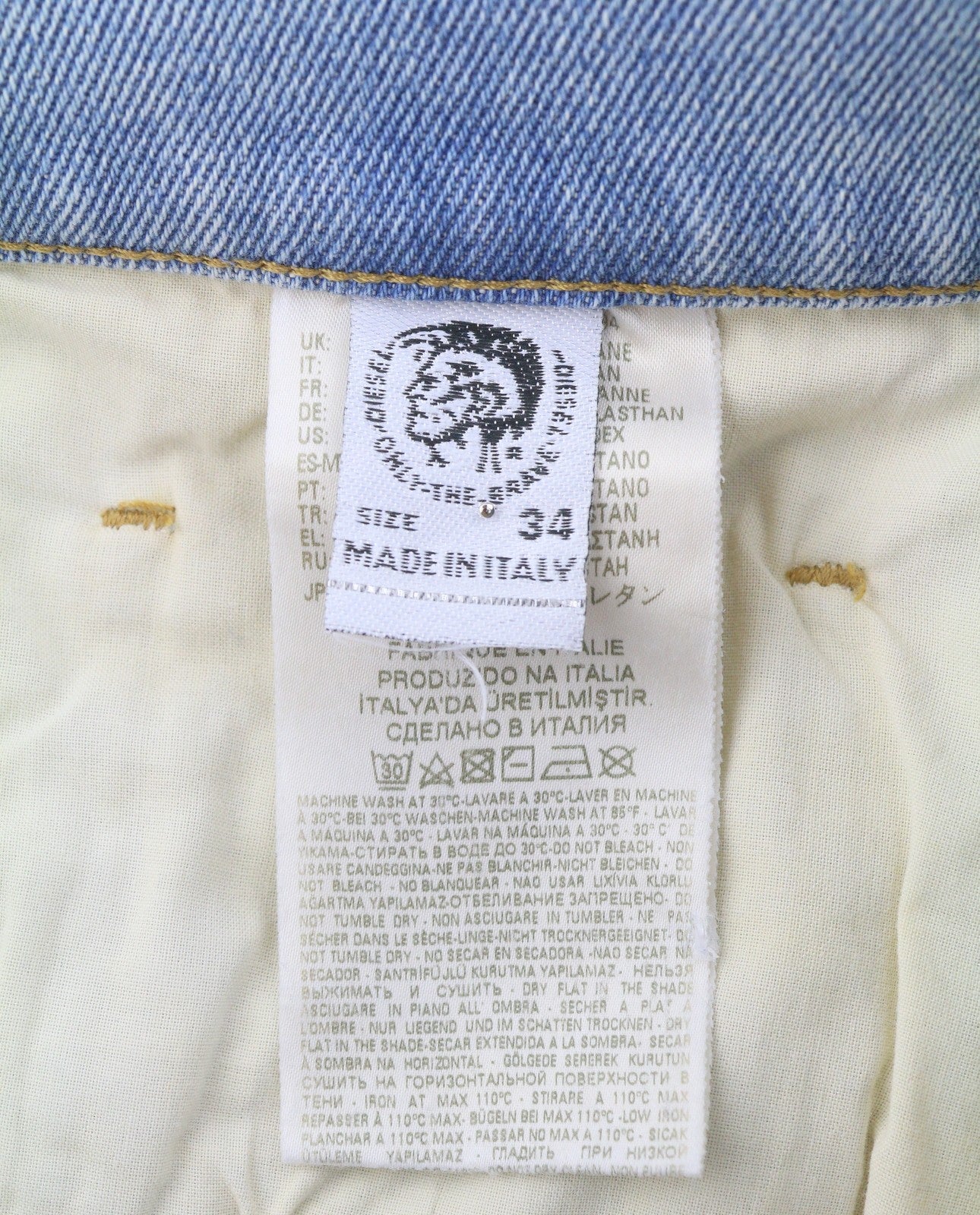 DIESEL D-Eetar 081AK Men Jeans W34/L32 Blue Whiskers Faded Painted Dirty Look