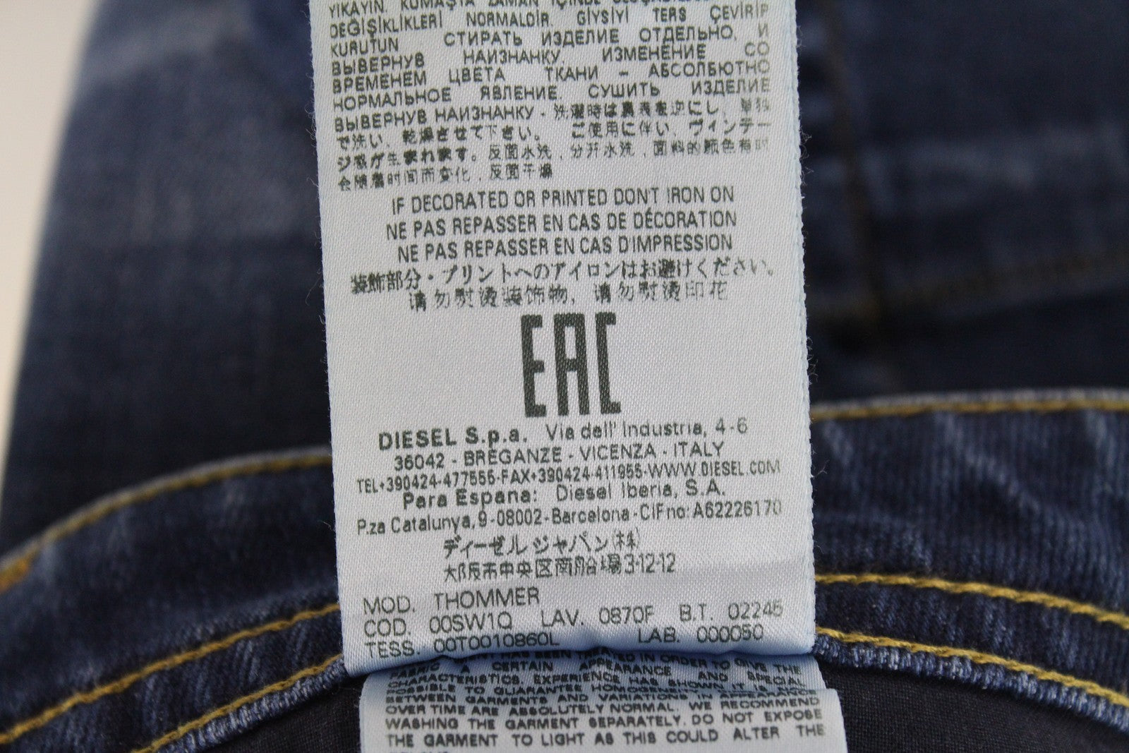 DIESEL Thommer 0870F Men Jeans W28/L32 Slim Skinny Wash Blue Cotton Stretch