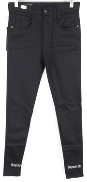REPLAY Neymar Jr Men Jeans W29/L32 Slim Fit Coated Black Cotton Stretch 5-Pocket
