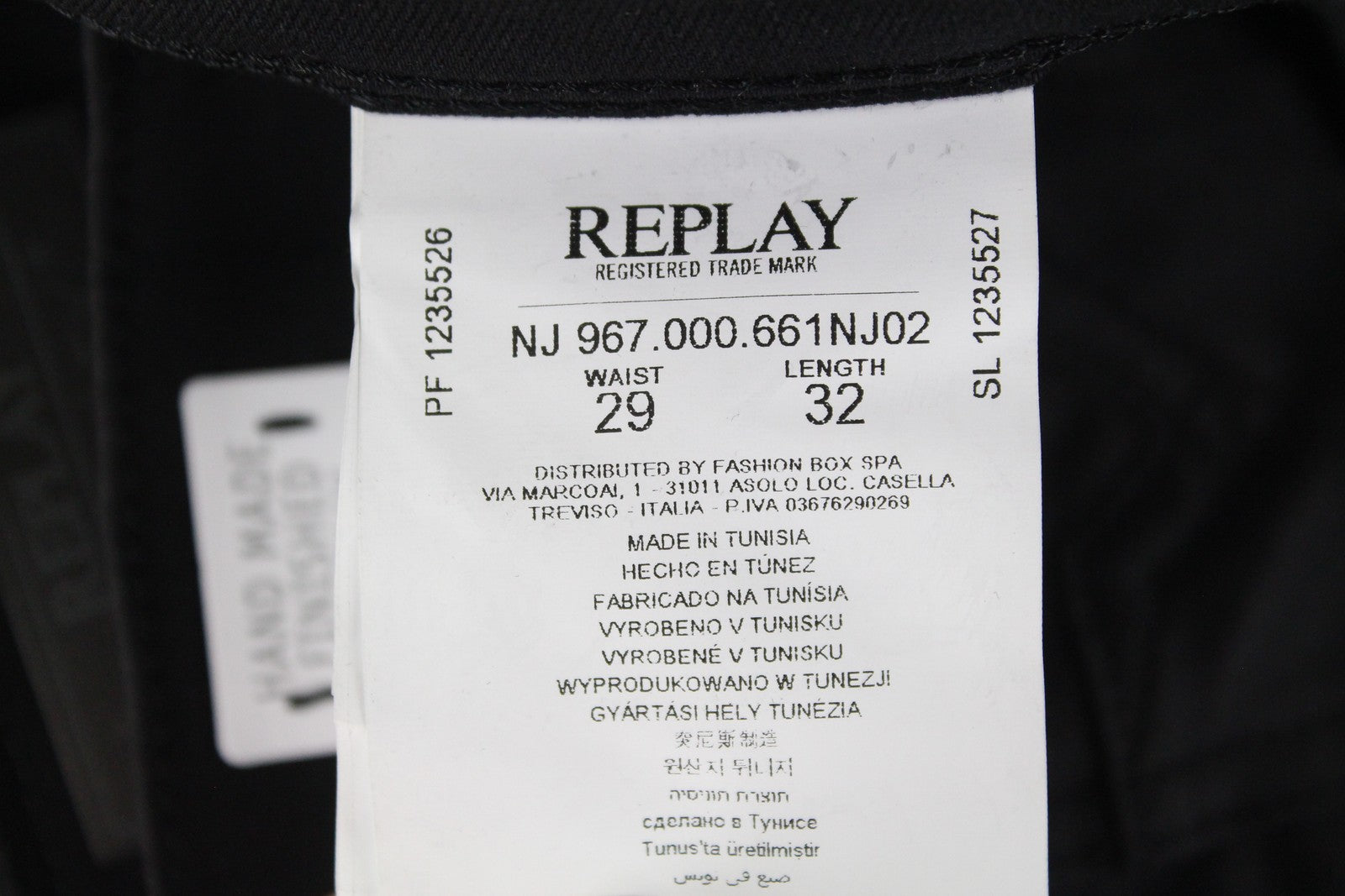REPLAY Neymar Jr Men Jeans W29/L32 Slim Fit Coated Black Cotton Stretch 5-Pocket