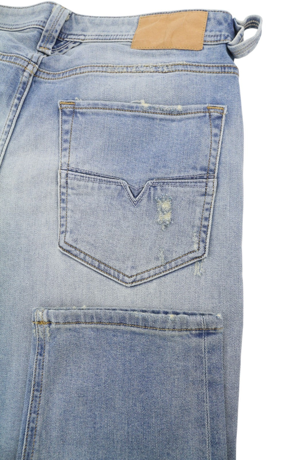 DIESEL Larkee-Beex 087AX Men Jeans W32/L32 Blue Faded Whiskers Distress Tapered