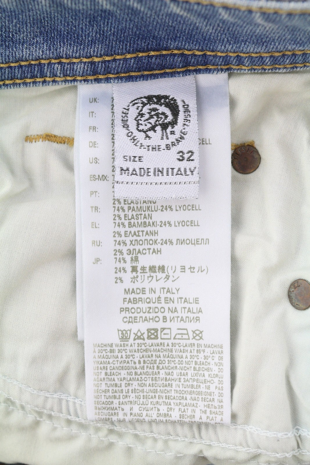 DIESEL Larkee-Beex 087AX Men Jeans W32/L32 Blue Faded Whiskers Distress Tapered