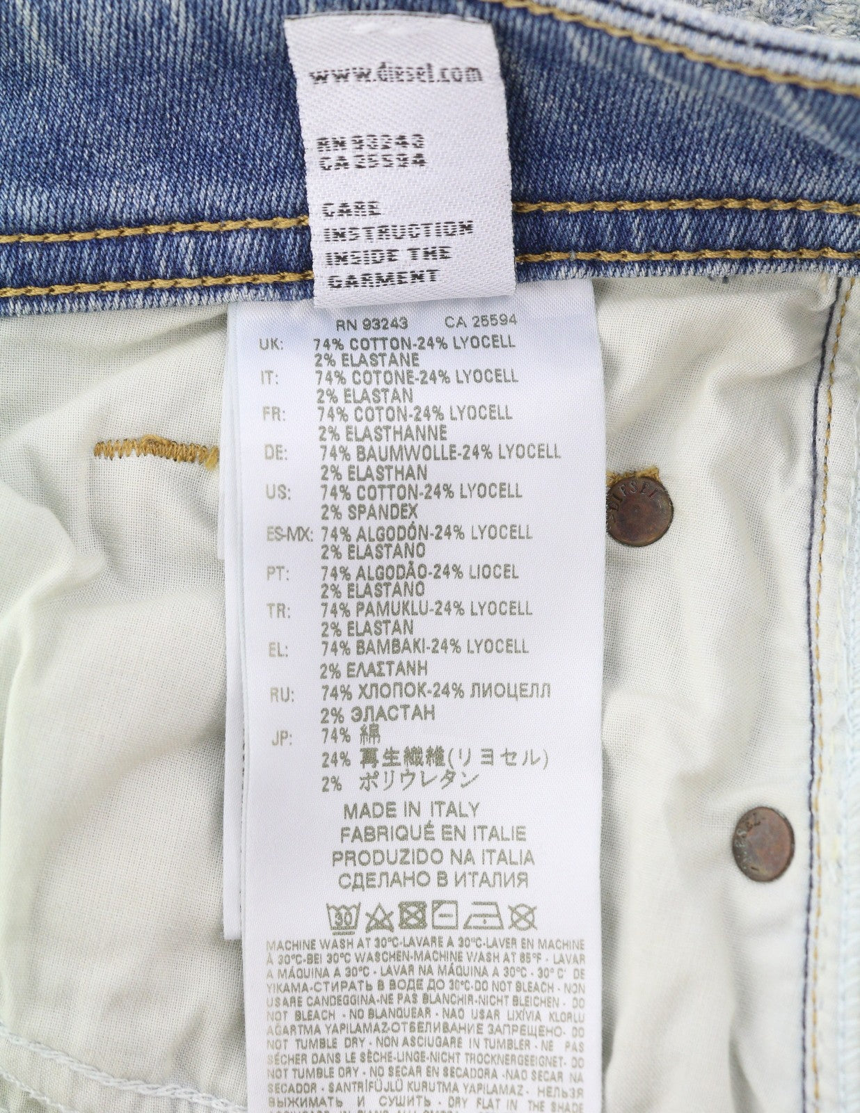 DIESEL Larkee-Beex 087AX Men Jeans W32/L32 Blue Faded Whiskers Distress Tapered