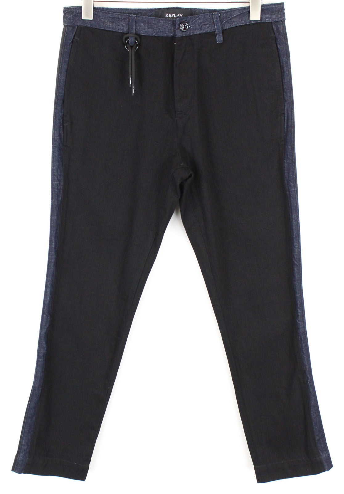 REPLAY Atelier Men Jeans W33/L30 Dark Blue Slim Pure Cotton Denim Casual