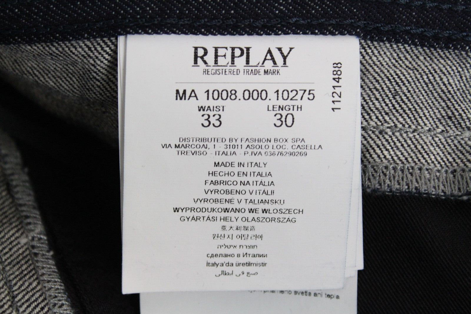 REPLAY Atelier Men Jeans W33/L30 Dark Blue Slim Pure Cotton Denim Casual