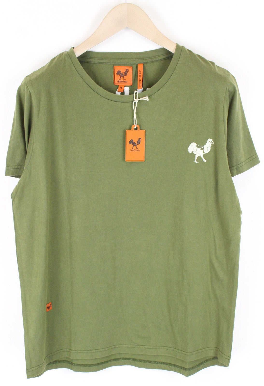 GOOD GENES Men T-Shirt M Green Pure Cotton Short Sleeve Round Neck Pull On
