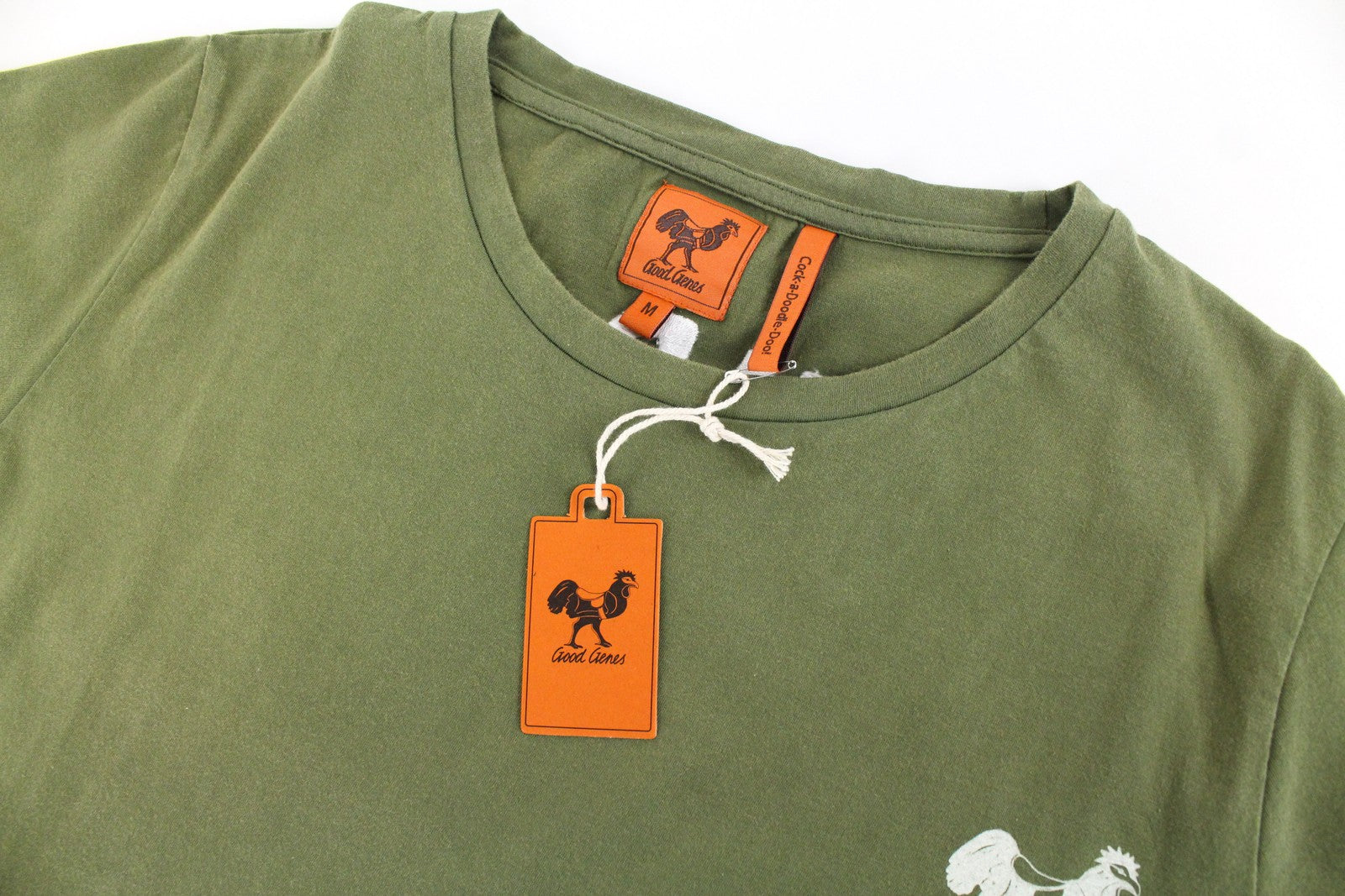 GOOD GENES Men T-Shirt M Green Pure Cotton Short Sleeve Round Neck Pull On